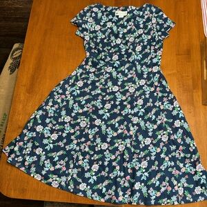 Ella Simone Fit & Flare Cotton-Knit Floral Dress w/Pockets Sz Small 100% Cotton